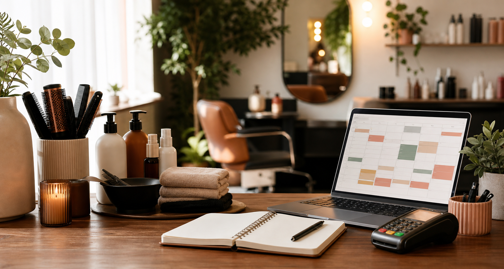 Beauty provider workspace with client-ready service tools